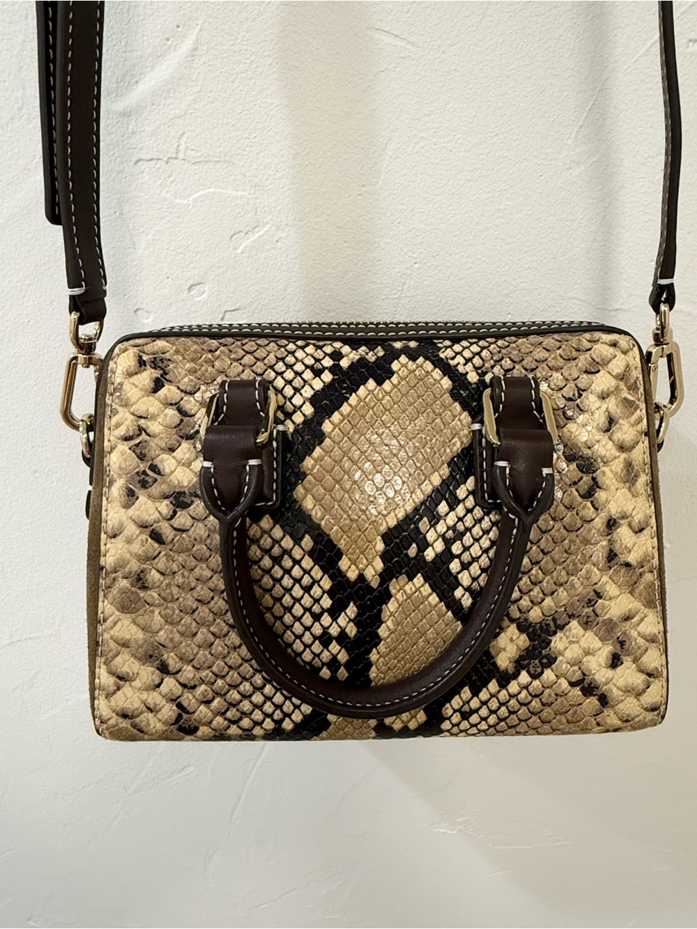 NWT. Tory Burch Snake Print Mini Crossbody Satchel with Two Straps - Picture 3 of 15